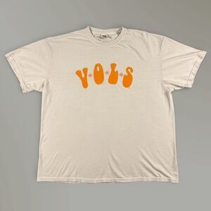 Tennessee Volunteers Womens T-Shirt Beige Orange Flowers Retro Boho Sz 3XL